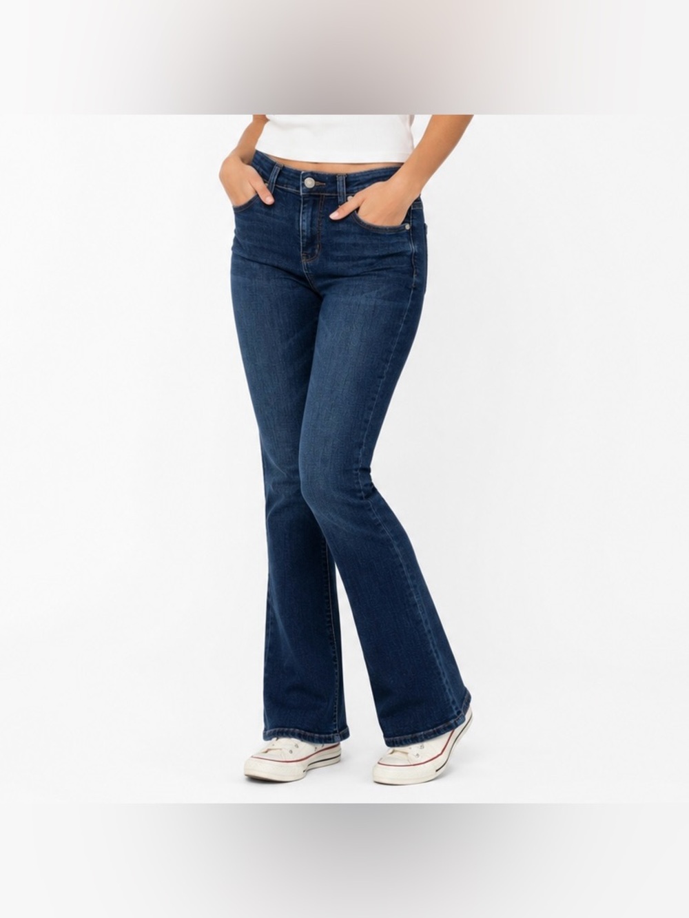 Judy Blue Slim Boot Cut Jeans Mid Rise Stretch Denim Size 27 Dark Wash